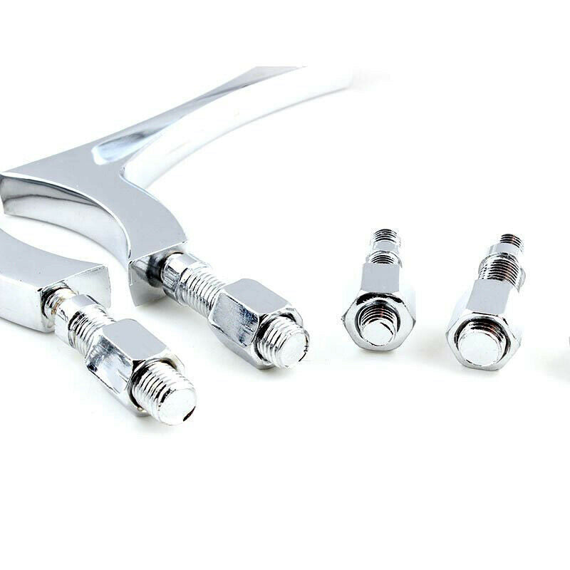 2PCS Chrome Arrow Motorcycle Bike Rearview Mirror with 8mm & 10mm Bolts Threaded