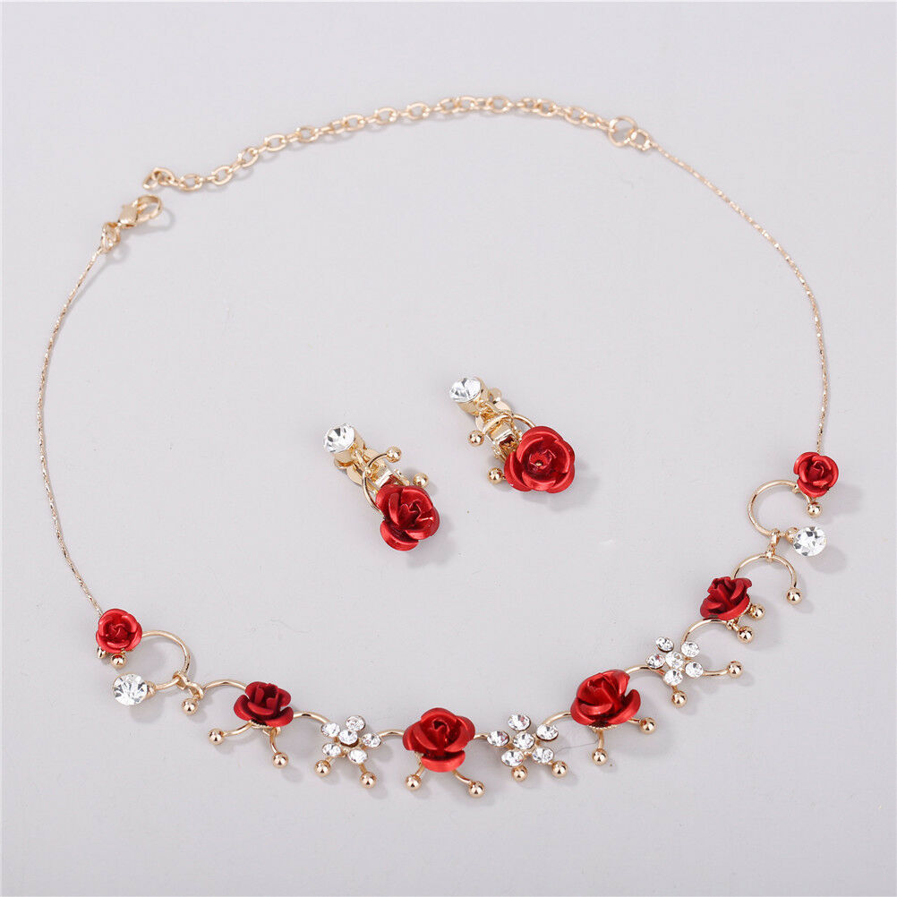 Women Fashion Ear clip & Neckless set 2pcs Elegant Jewelry Dress Accessory.l8