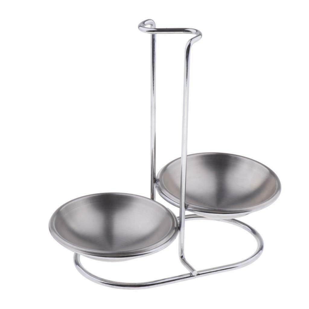 2pcs Kitchen Lid Spoon Rest Stand Stainless Steel Utensils Holder for Table