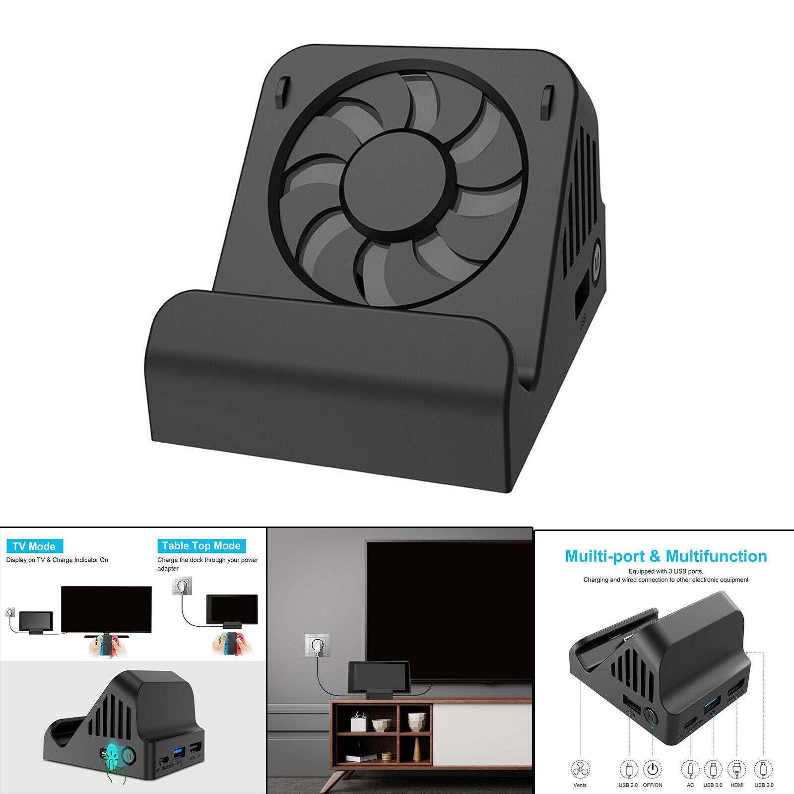HDMI Video Converter Charging Dock Stand for Nintend Switch/Switch Lite