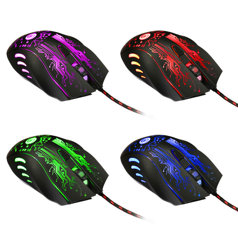 USB Wired LED Light 6 Buttons 3200 DPI Mice Backlight Esports Laptop Game Mouse