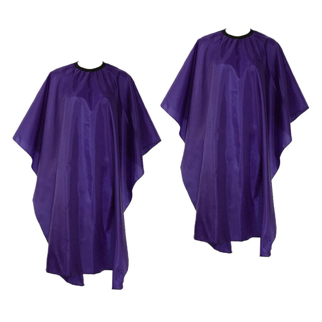 Set of 2 - Barber Gown Hair Styling Cutting Cape Waterproof Purple 160x140cm