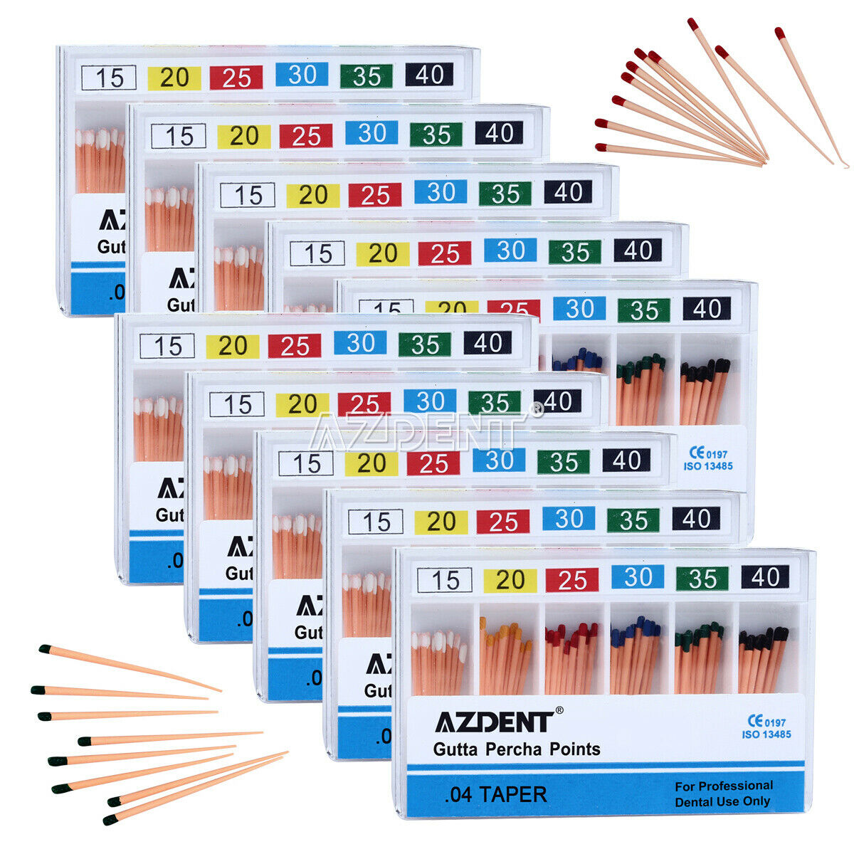 10 X Dental Gutta Percha Points Endo Material 0.04 Taper 15-40# 60 Points/Box