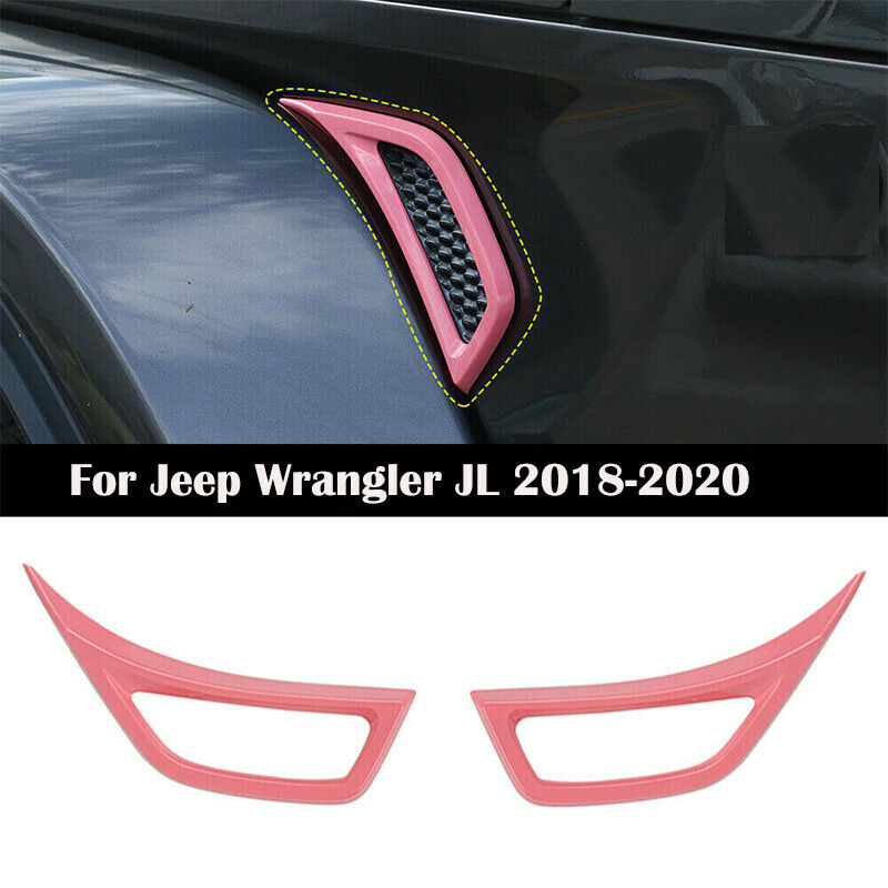 2x Car Leaf Plate Air Inlet Vent Trim Cover Pink For Jeep Wrangler JL 2018-2020
