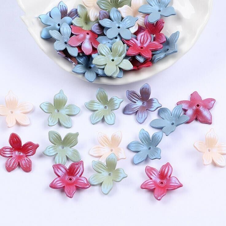 100pcs Mixed Acrylic Frosted flowers Beads Headdress flower accessories 19mm