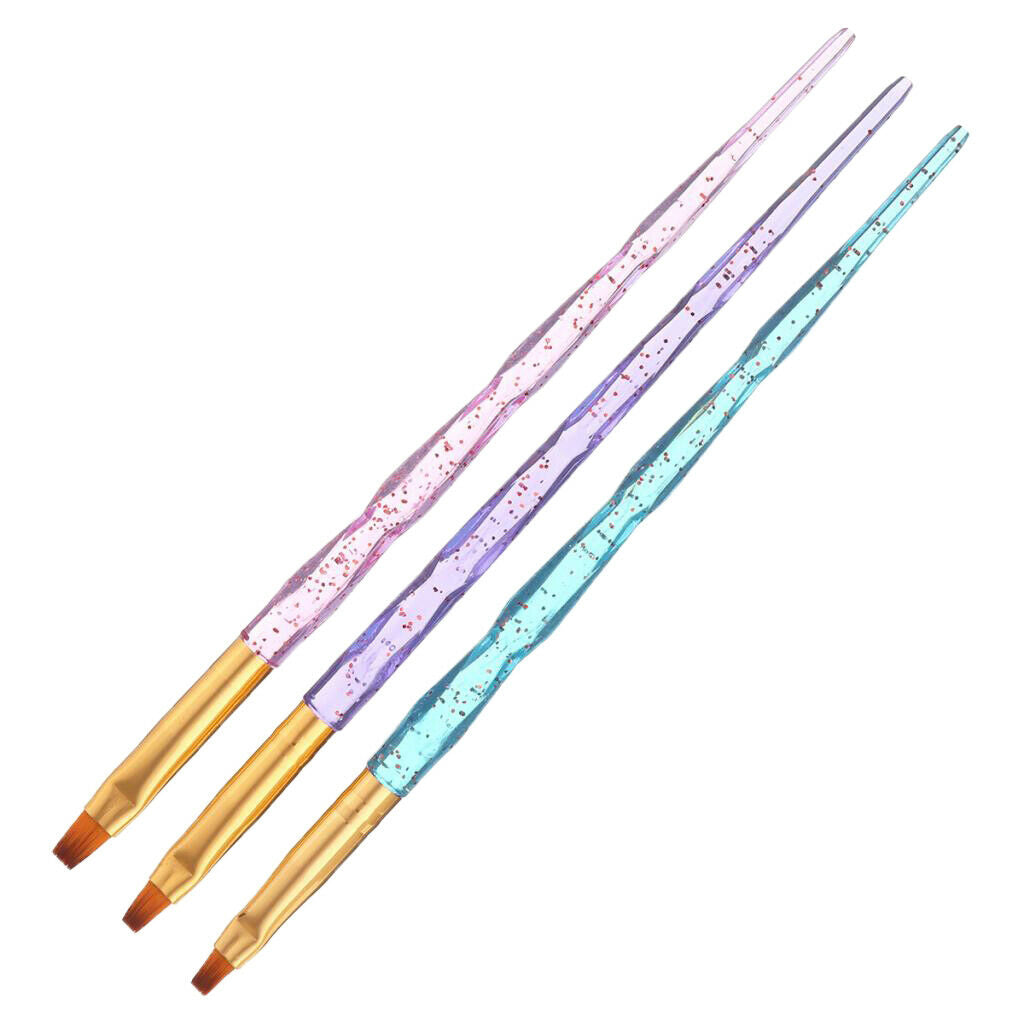 3Pcs/set UV Gel Nail Art Brushes Polish Painting Pens Kit for Salon Manicure &