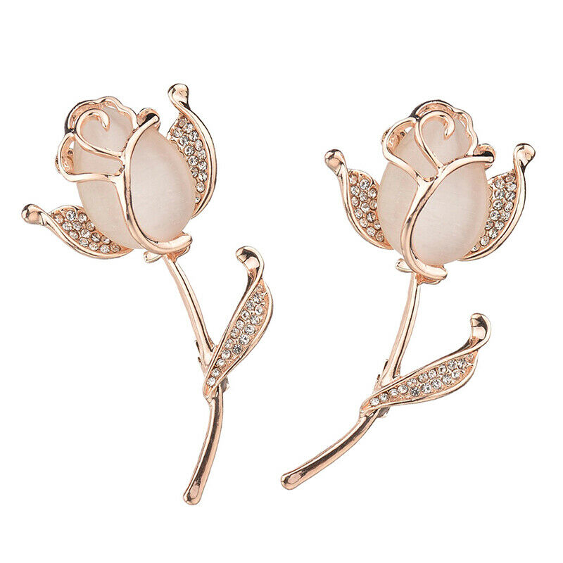 Rose Flower Brooches for Women Tulip Fashion Pin Elegant Rhinestone Broo.l8