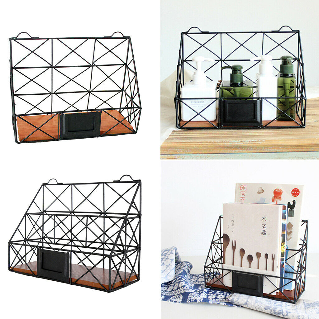 Desktop Storage Shelves Racks Wall Hanging Book Magazine Holder Double