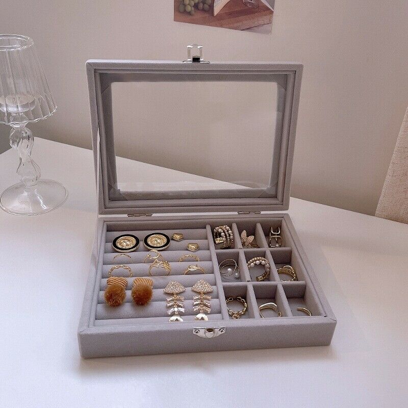 Jewelry Organizer Box for Women Girl Travel Ear Storage Case Tray Holder forK7Z9