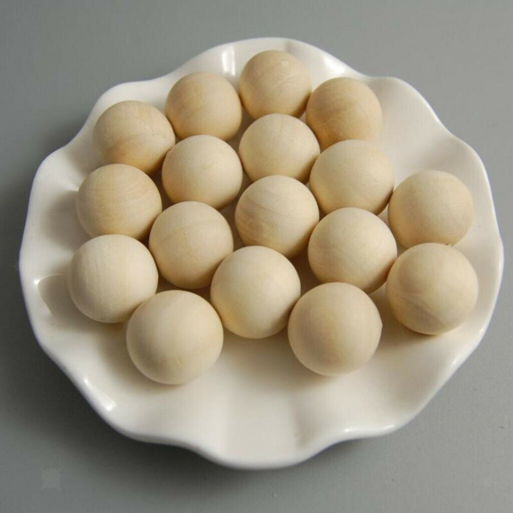 Round Wood Beads 14 MM Unfinished Spacer Beads Natural Craft Loose Beads For DIY