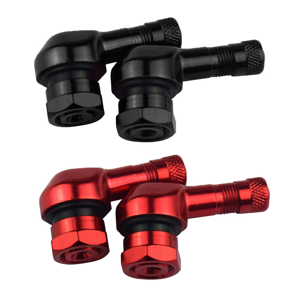 Red & Black 90 degree CNC Aluminum Universal Motorcycle Wheel Valve Stems