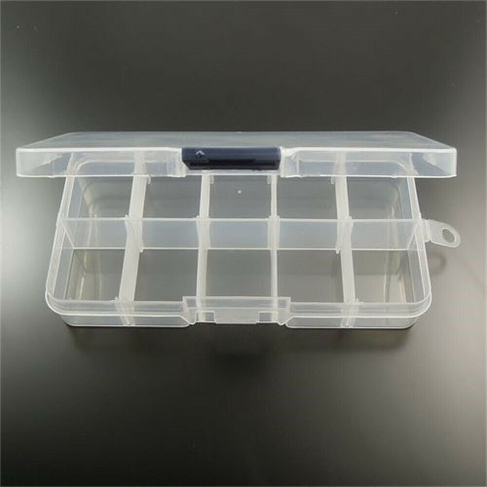 2 pcs Transparent Box 10 Components For Jewelry Crafts Storage Case Organizer