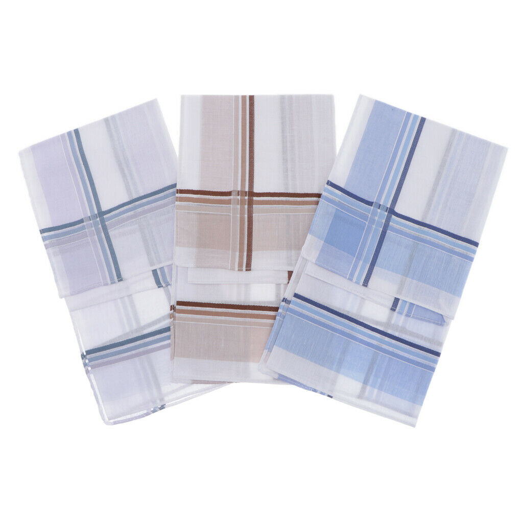 3pcs Handkerchiefs Plaids Square Hanky Comfy Soft Kerchiefs Party Hankie