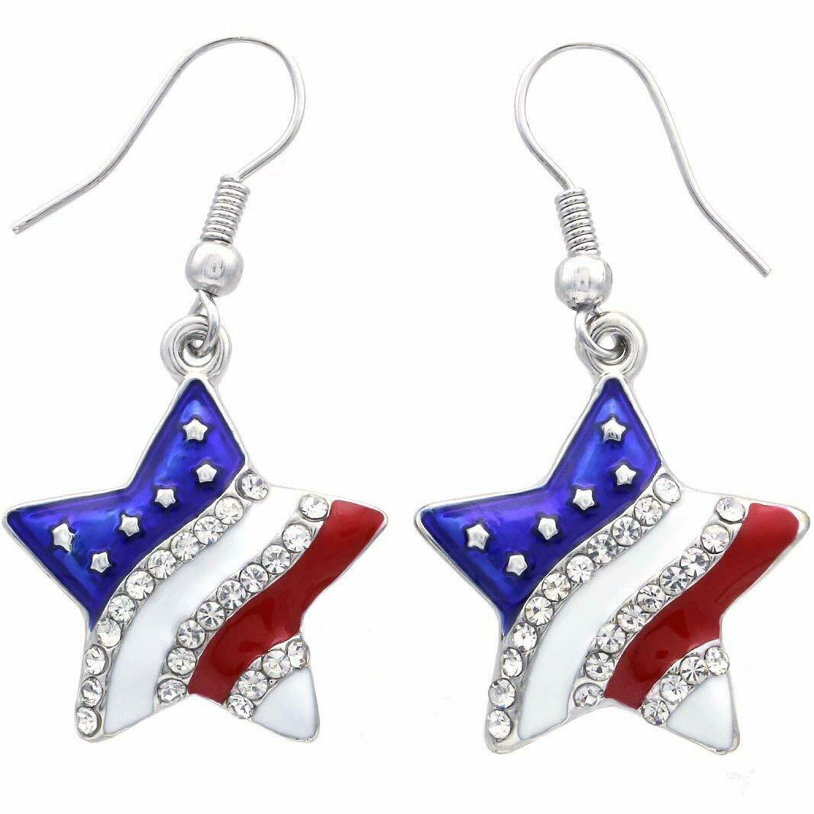 4th of July Independence Day American USA US Flag Star Pendant Necklace Charm