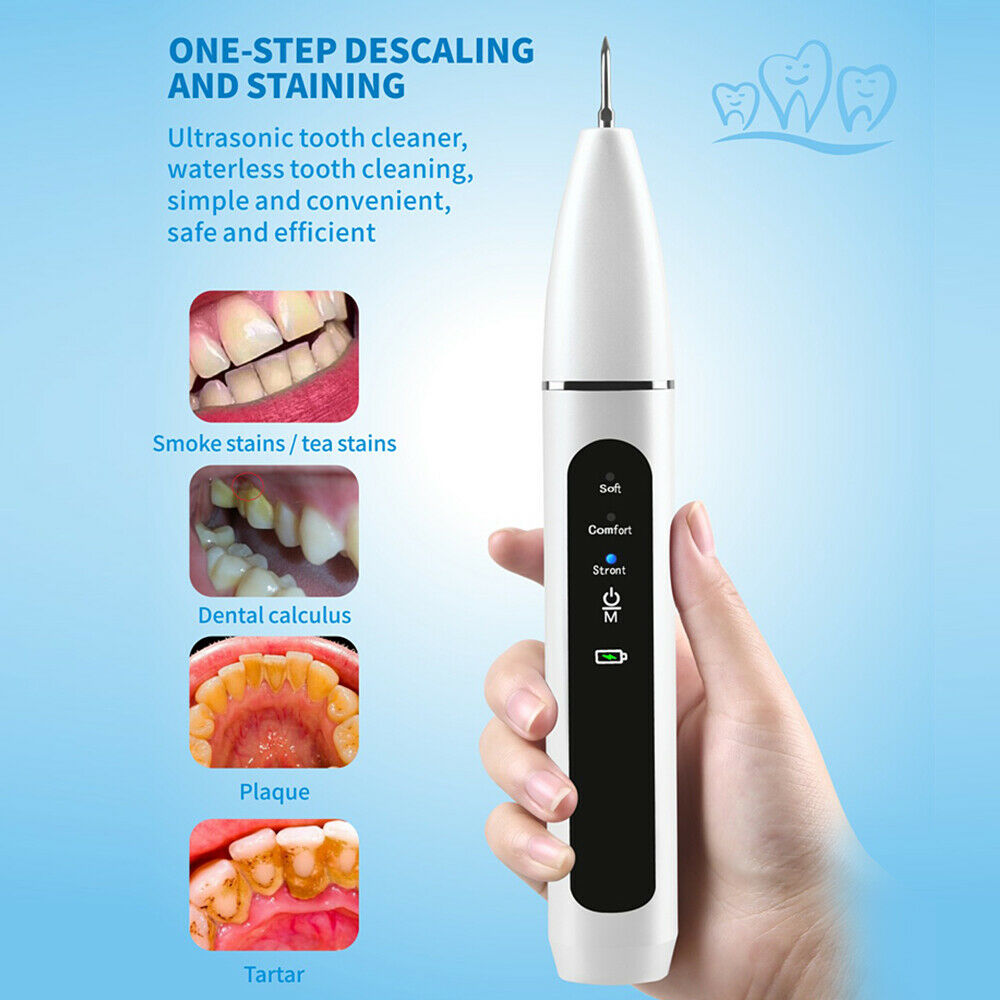 Electric Ultrasonic Dental Calculus Remover Tartar Scaler Scraper Tooth Cleaner