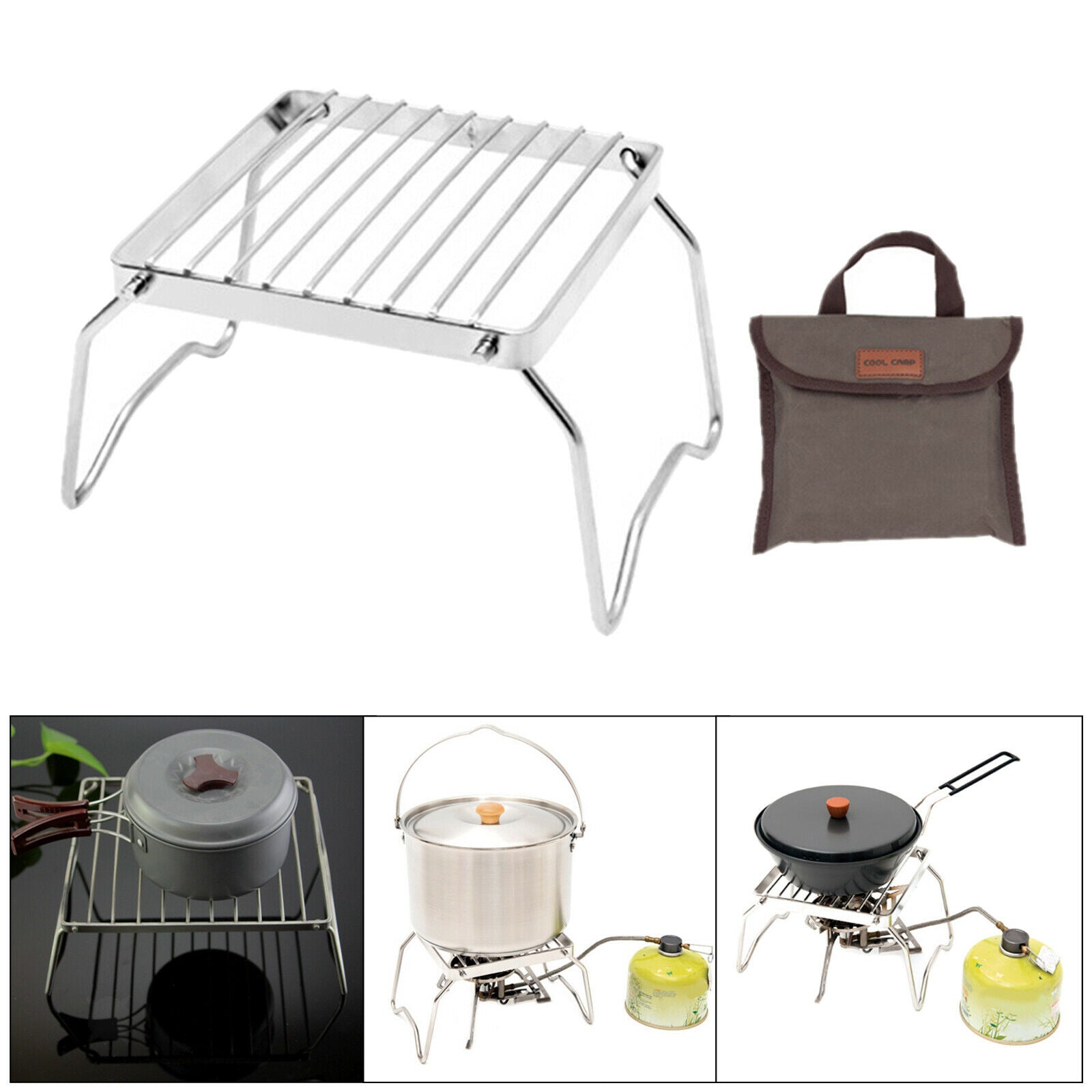 Mini Folding Campfire Grill Grate for Picnics Backpacking Outdoor wITH Bag