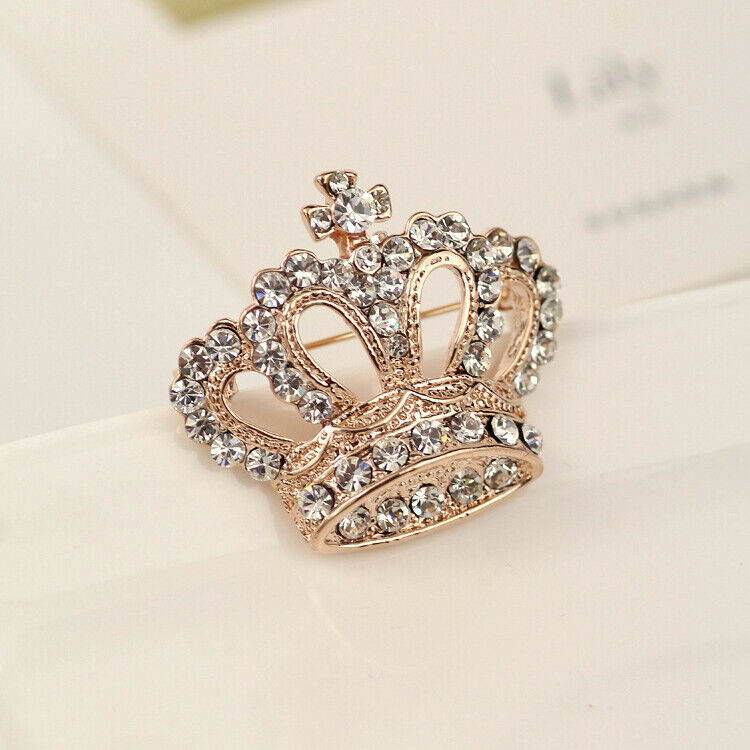 Unisex Shiny Crystal Rhinestone Crown Brooch Pin Wedding Favor Xmas Gift