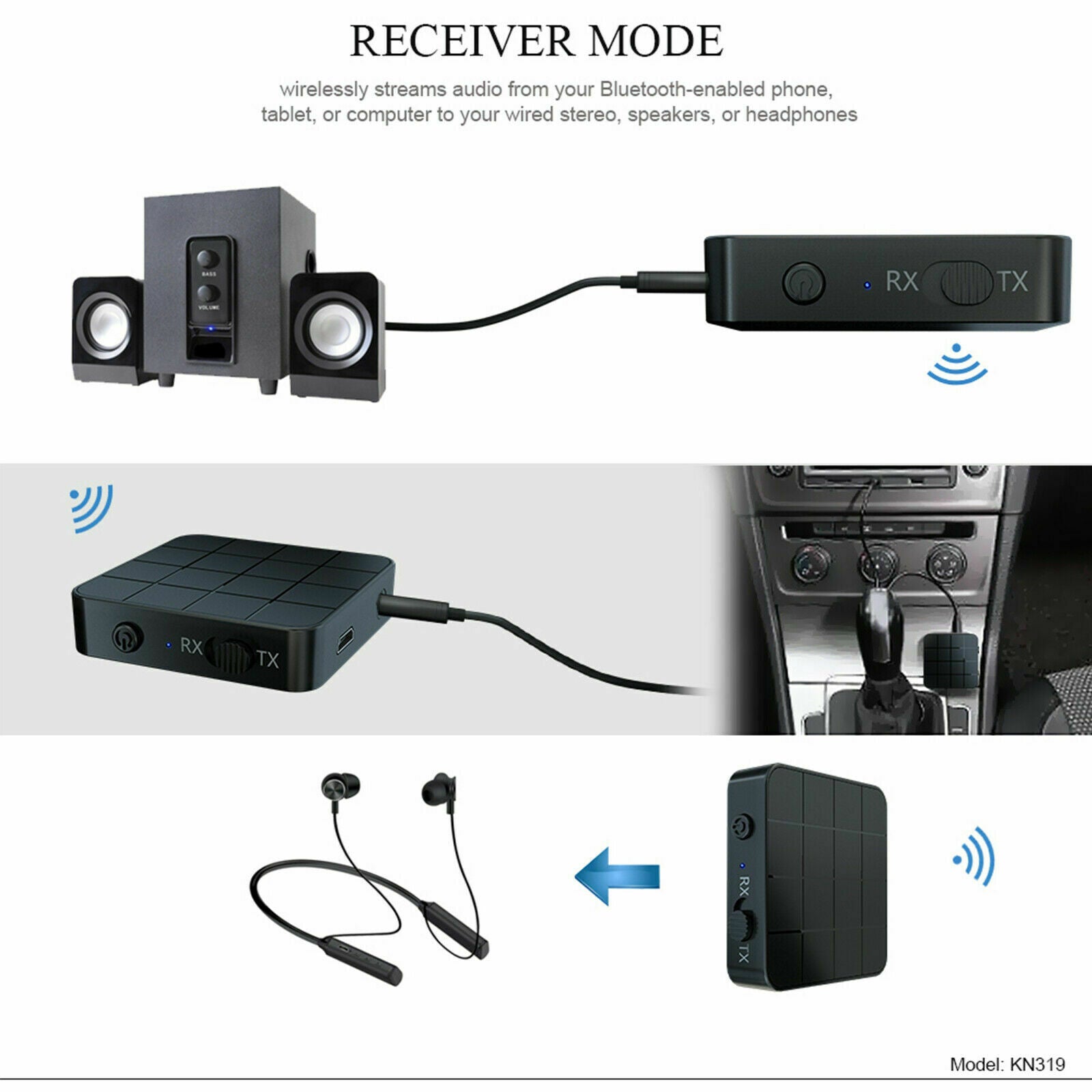 2in1Audio Transmitter Receiver Bluetooth5.0 Wireless  HIFI Music/Adapter RCA AUX