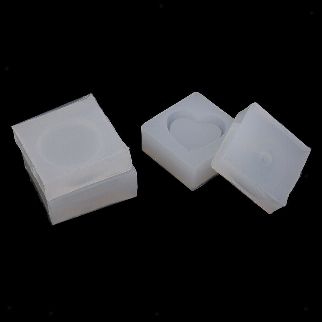 2 Set Silicone Heart Square Box With Lid Mold DIY Jewelry Gift Box