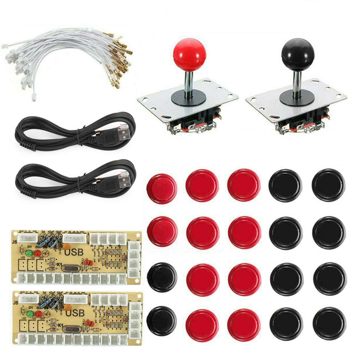2 Player Joystick Arcade DIY 2 LED CAB Encoder+2 Joystick+20 Buttons Kits CA