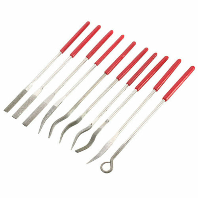 10PCS DIAMOND NEEDLE FILE SET 140MM  - METALWORK CRAFTWORK JEWELRY TOOL