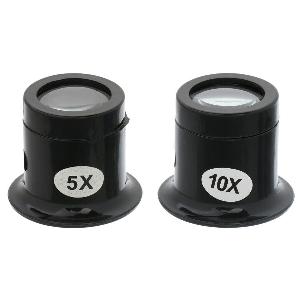 2pcs Watch Repair Eye Magnifier Loupe 10X 5X Jeweler Loupe Magnifing Tools