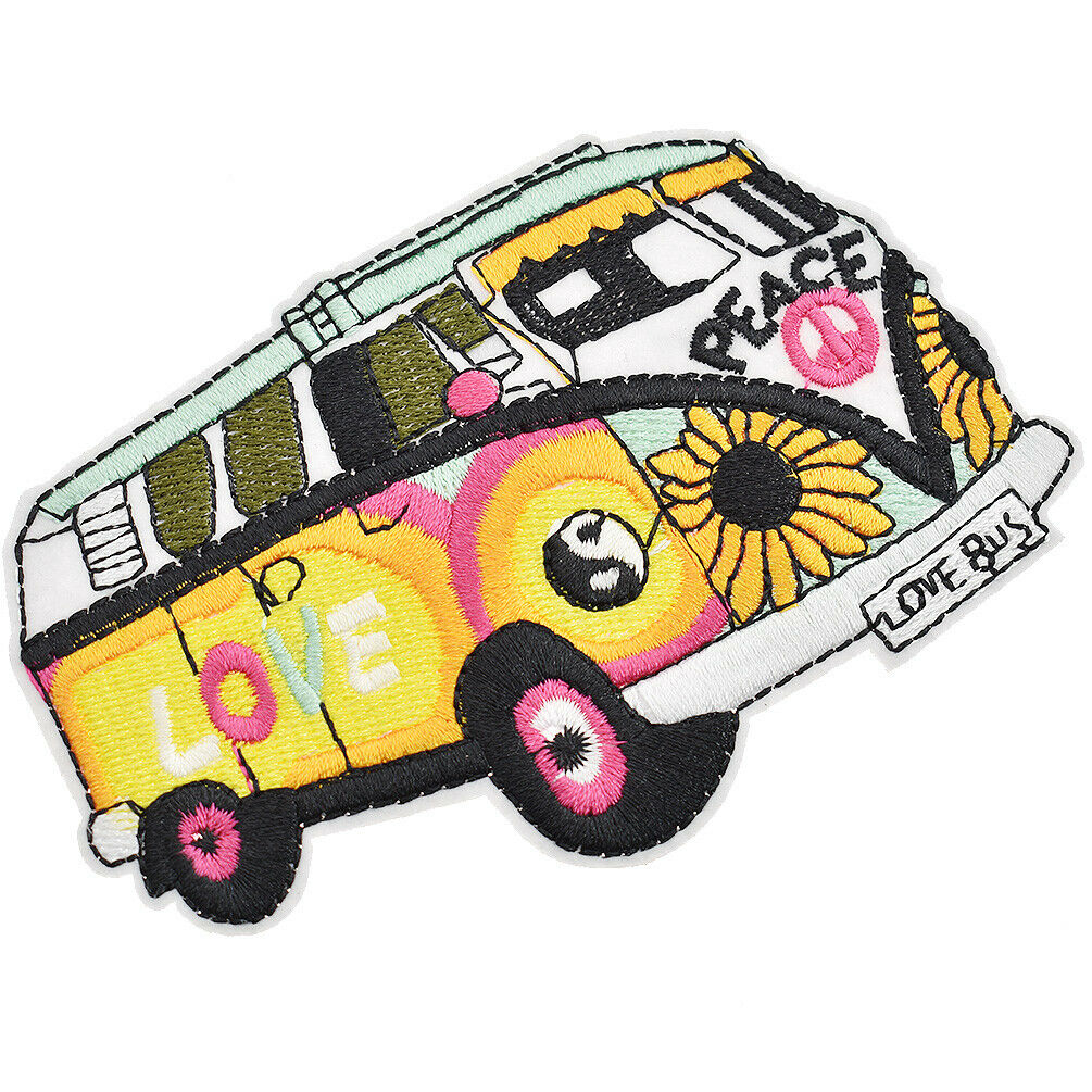 Love and Peace Bus Patch Embroidery Sew on Iron on Badge Appliques DIY Crafts