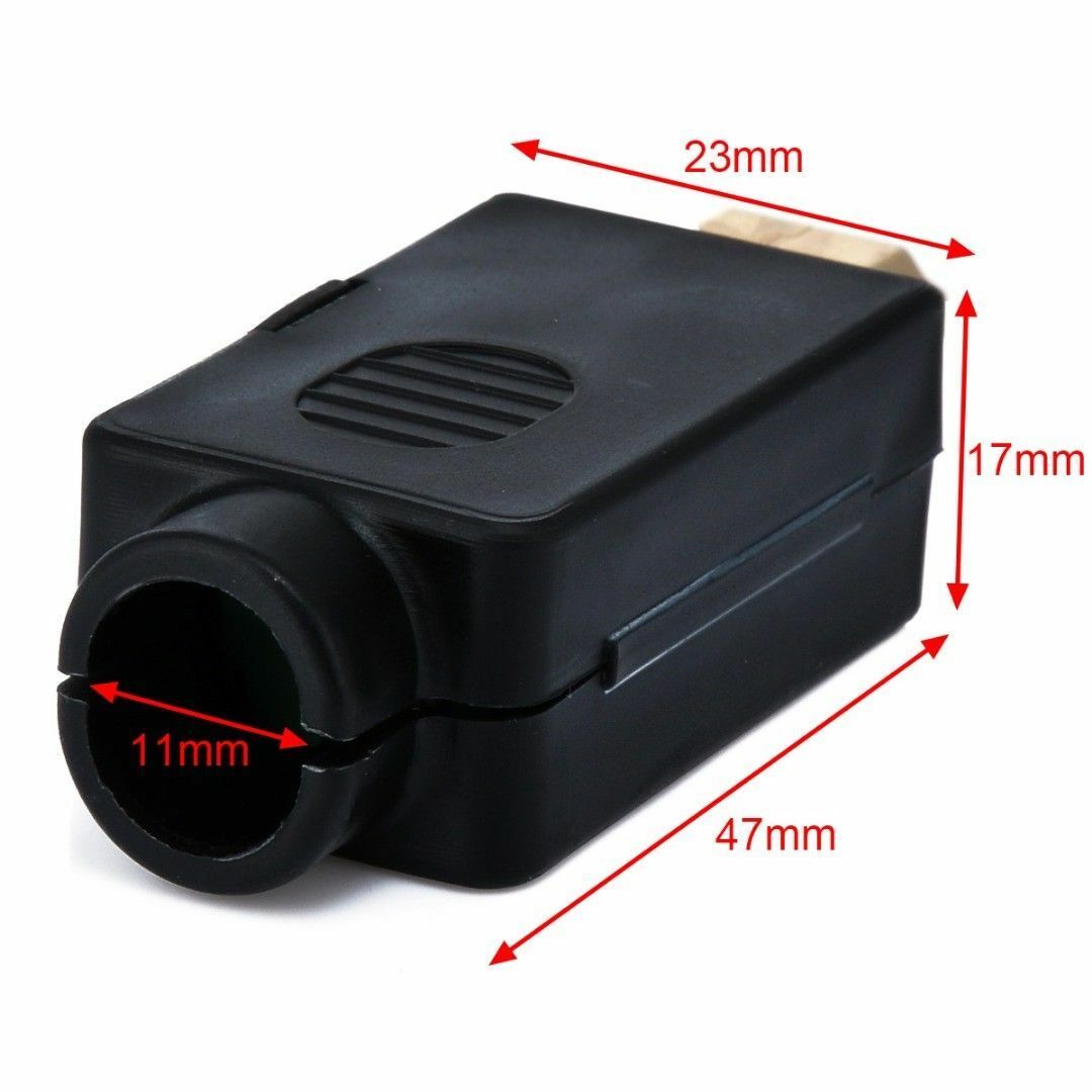 HDMI 19P Plug Breakout Terminals Solderless Connector With Black Cover Male l