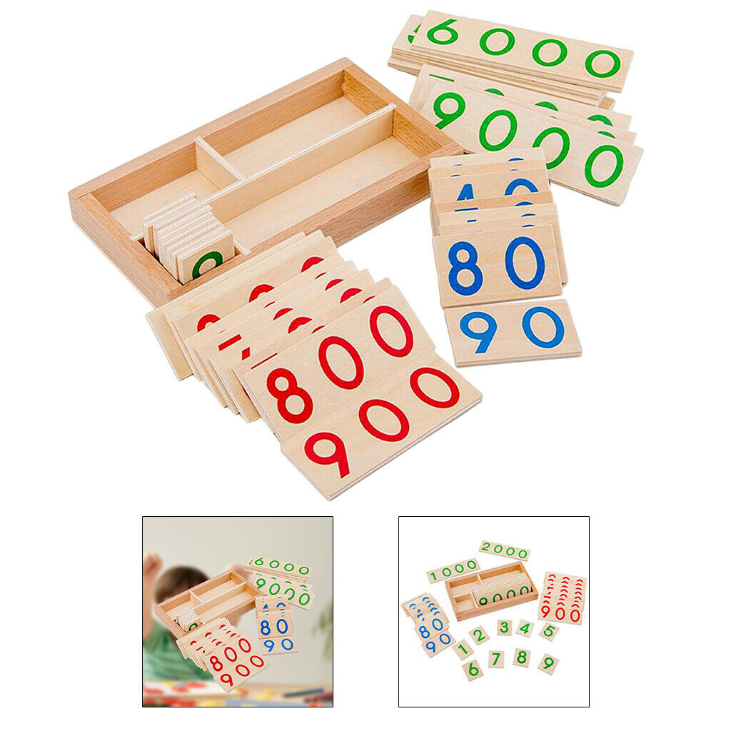 Wooden 1-9000 Number Card Counting Educational Montessori Activity Kids Gift