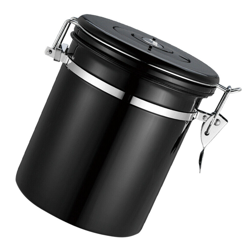 Stainless Steel Coffee Tea Canister Jar Box Sugar Storage Pot Seal Can Black