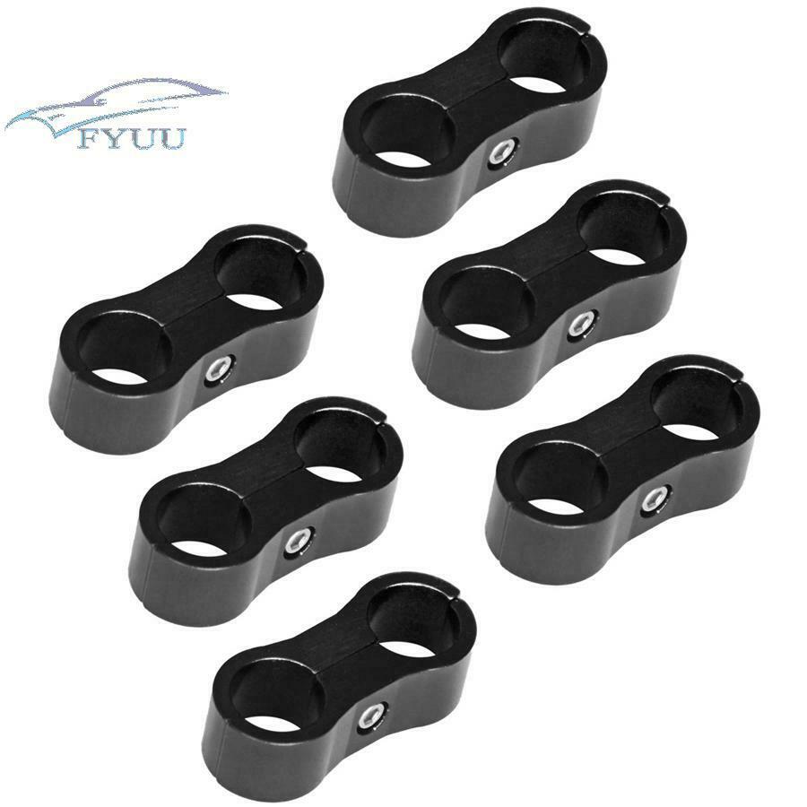 8X Black CNC AN4 Braided Fuel Oil Hose Line Separator Clamp 11-12mm O.D Anodise