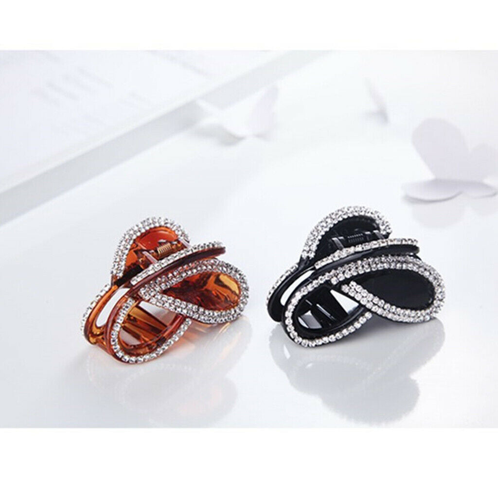 2 Packs Women Lady Large Hair Claw Crystal Shower Thin Hair Clip Clamp Crab