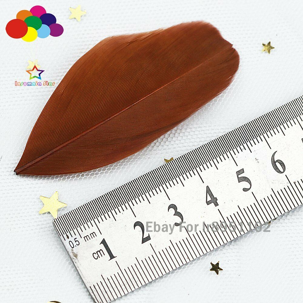 100PCS Coffee Goose Feathers loose round head Handmade Dyed Feather for Charm