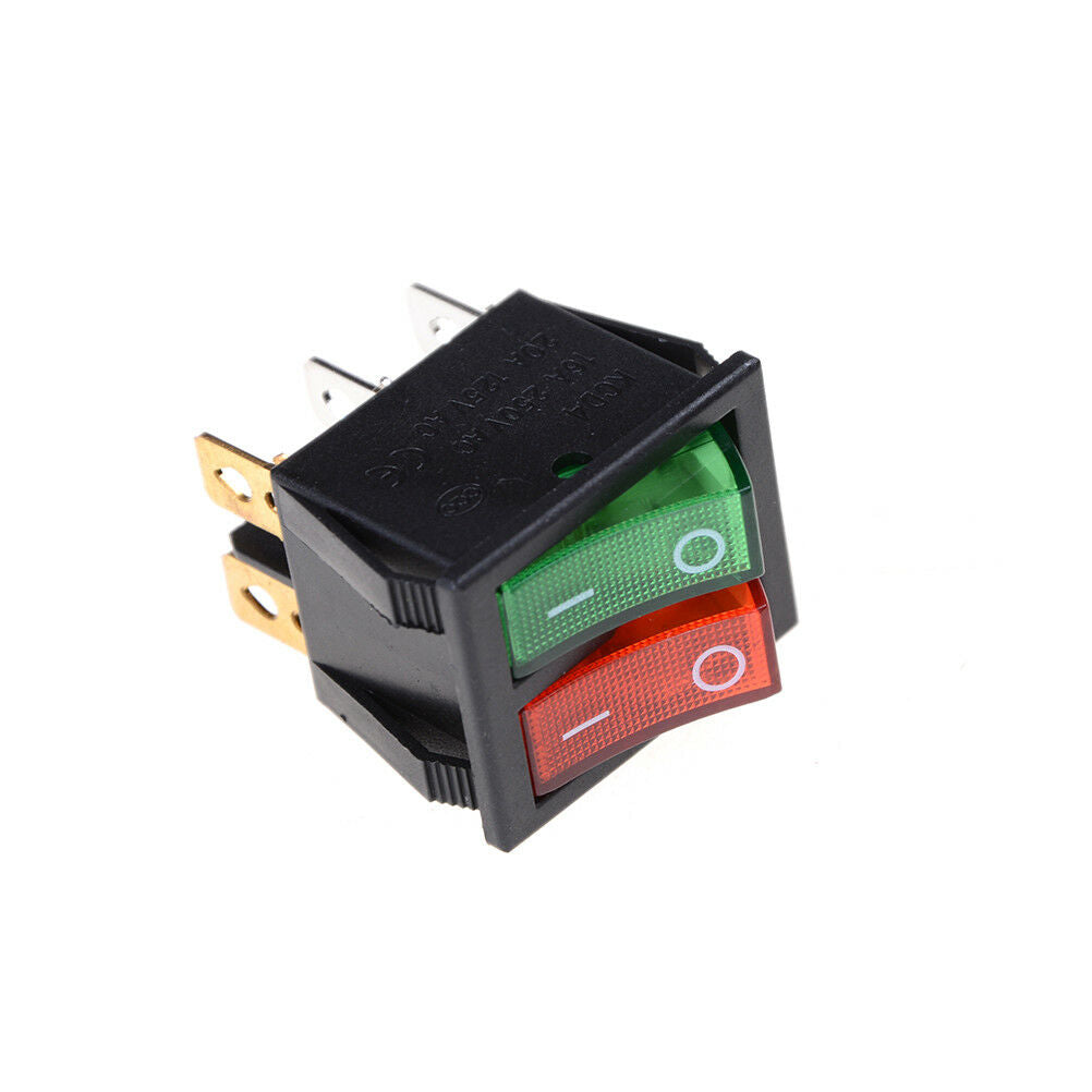 Red Green Light 6Pins Double SPST On/Off Boat Switch 16A 250V AC 20A 12 WF