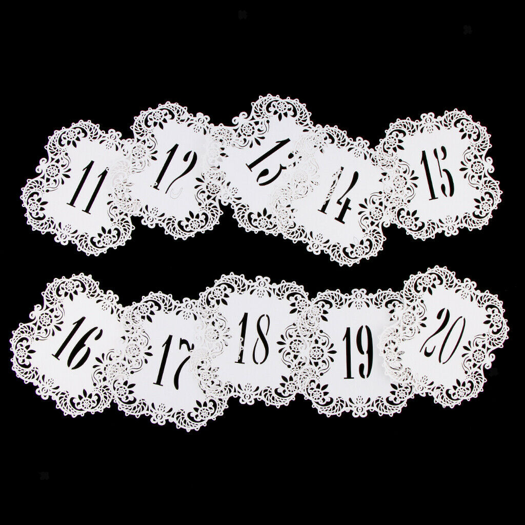11-20 Tables Numbers Die Cut Lace Paper Table Number Cards Wedding Party Decor