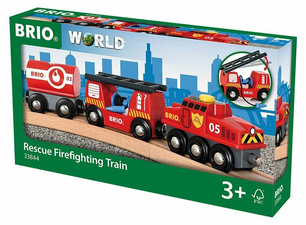 33844 BRIO Rescue Fire Train Wooden Railway Trains Age 3 Years+