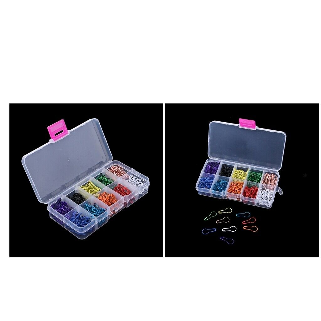 300x Mixed Color Bulb Pins Gourd Safety Pins Metal Calabash Pins Storage Box