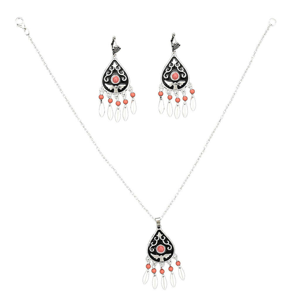 1 Set Bohemian Bead Tassel Necklace and Earring Sets Women Jewelry Set Type4