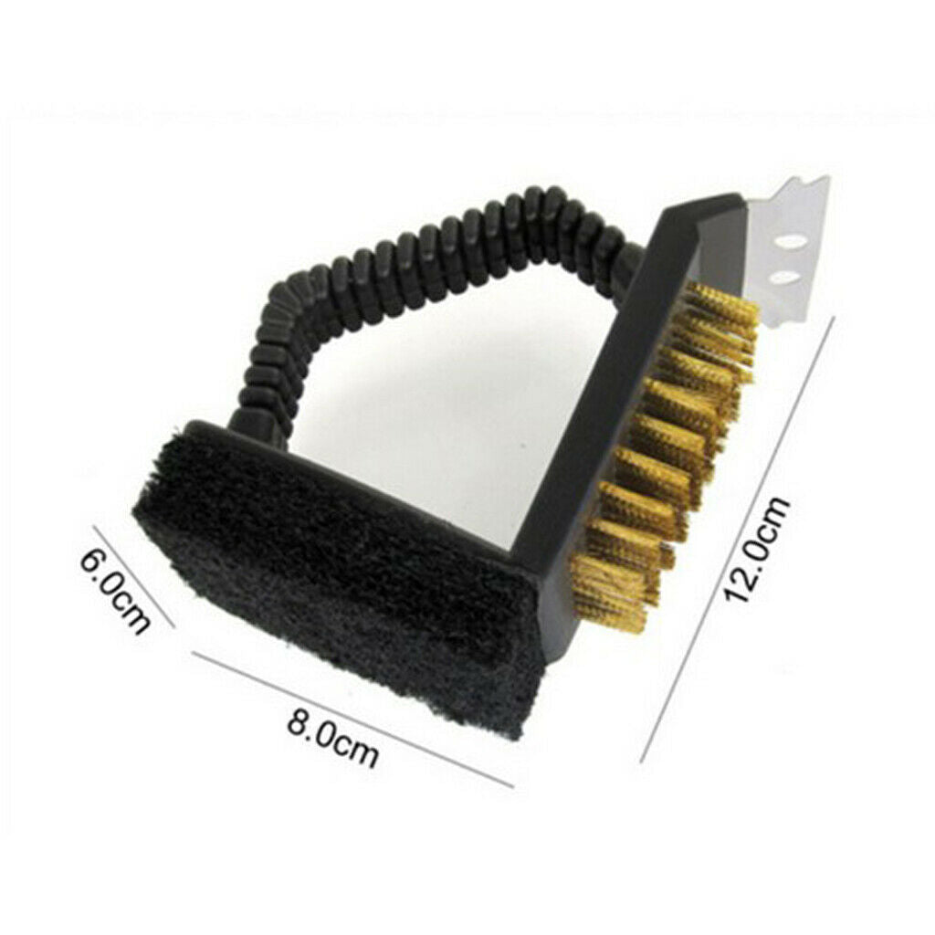 3-In-1 Barbecue BBQ Brush Tool Cleaning Brush Camping Grill Cleaner Scourer