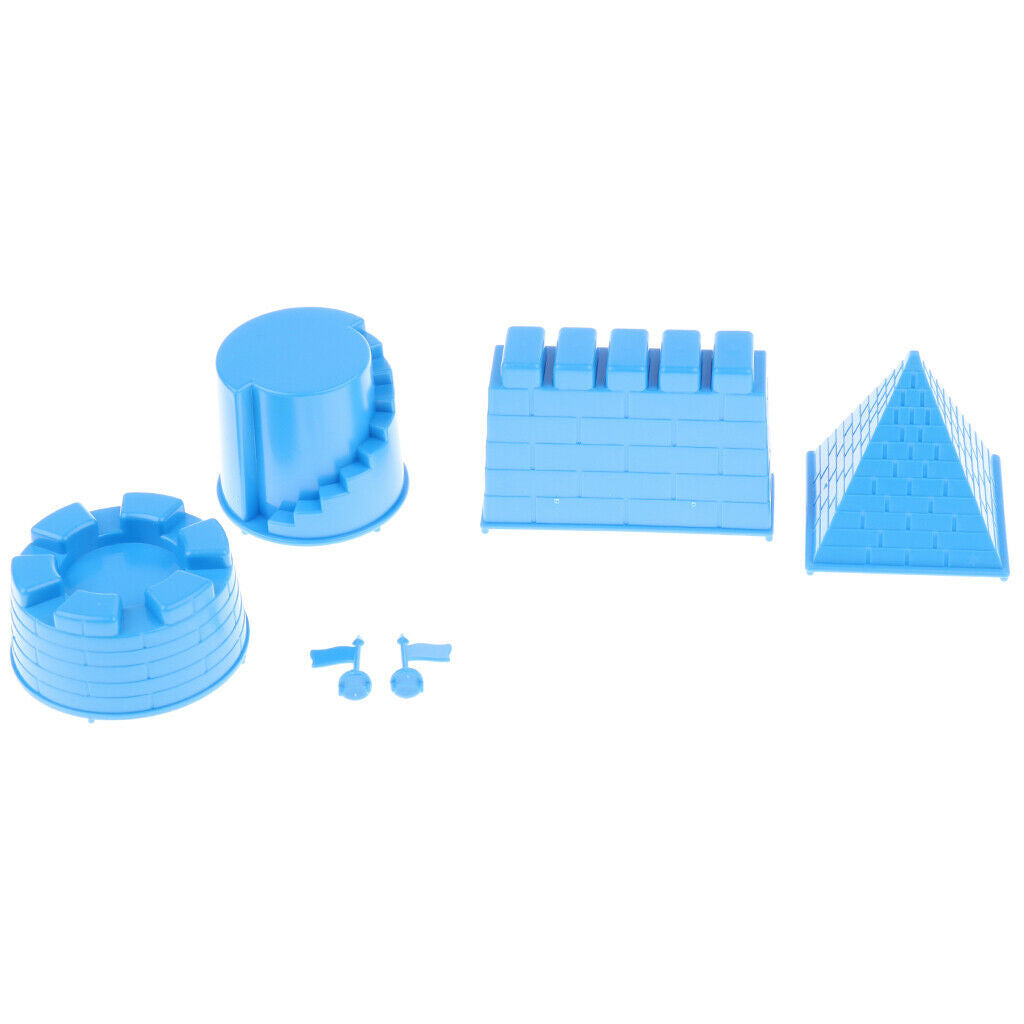 MagiDeal 6x Blue Castle Sand Clay Mold Kit Children Beach Pool Park Sand