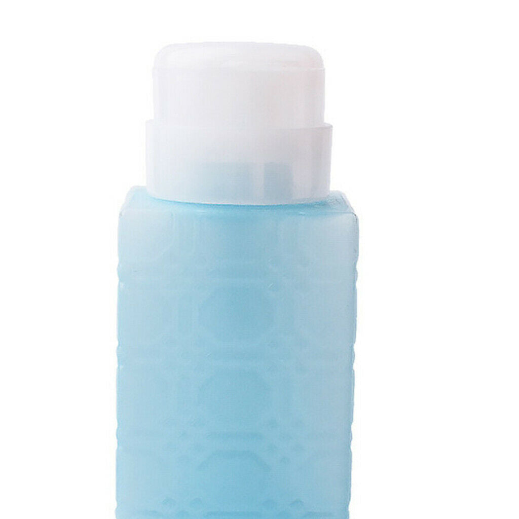 220ml Nail Art Tips Empty Dispenser Nails Remover Pumping Bottle Blue Square