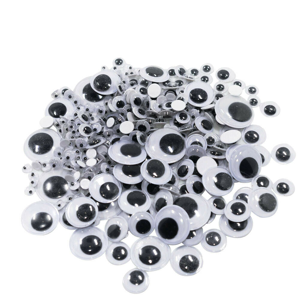 308Pcs Plastic Wiggle Eyes Round Self-adhesive Mixed Sizes DIY Kids Crafts