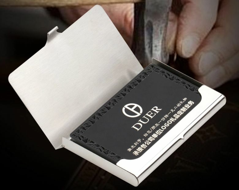 Useful Business Name ID Credit Card Holder Organizer Stainless Steel Case Box