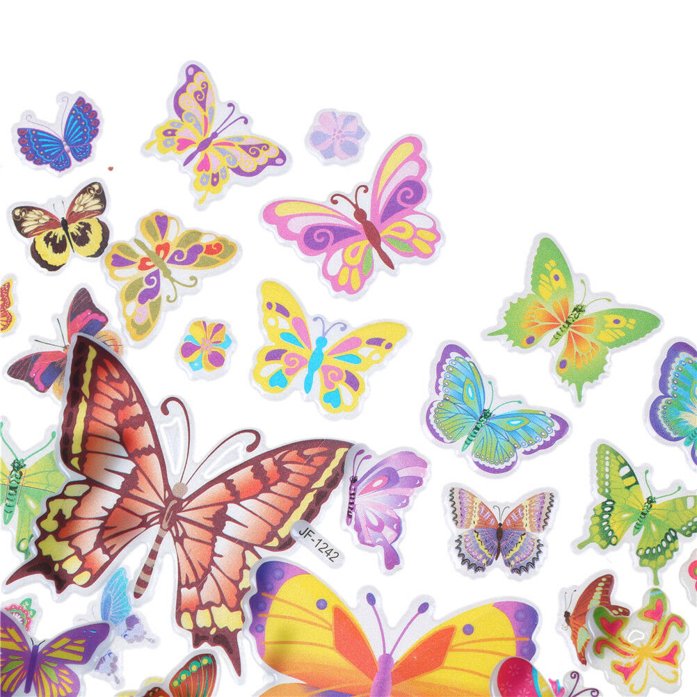 6 Sheets Lovely Butterfly Scrapbooking Bubble Puffy Stickers Reward Kids T.l8