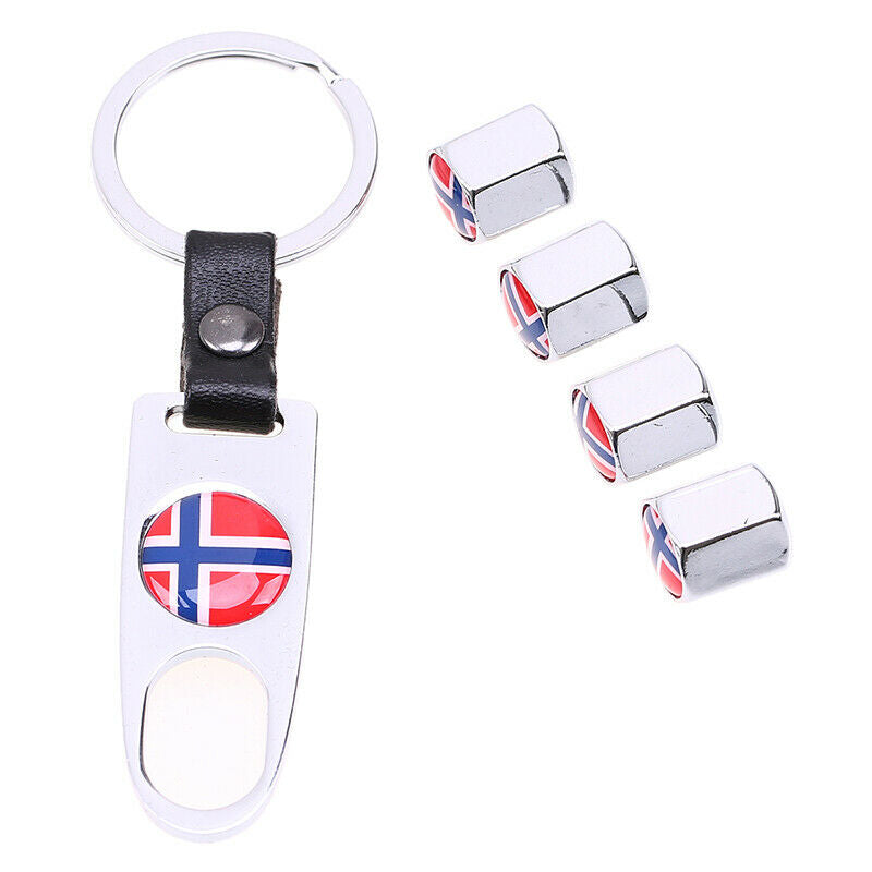Universal Car Auto Wheel Tyre Tire Valve Dust Stems Air Caps + Keychain For Ford