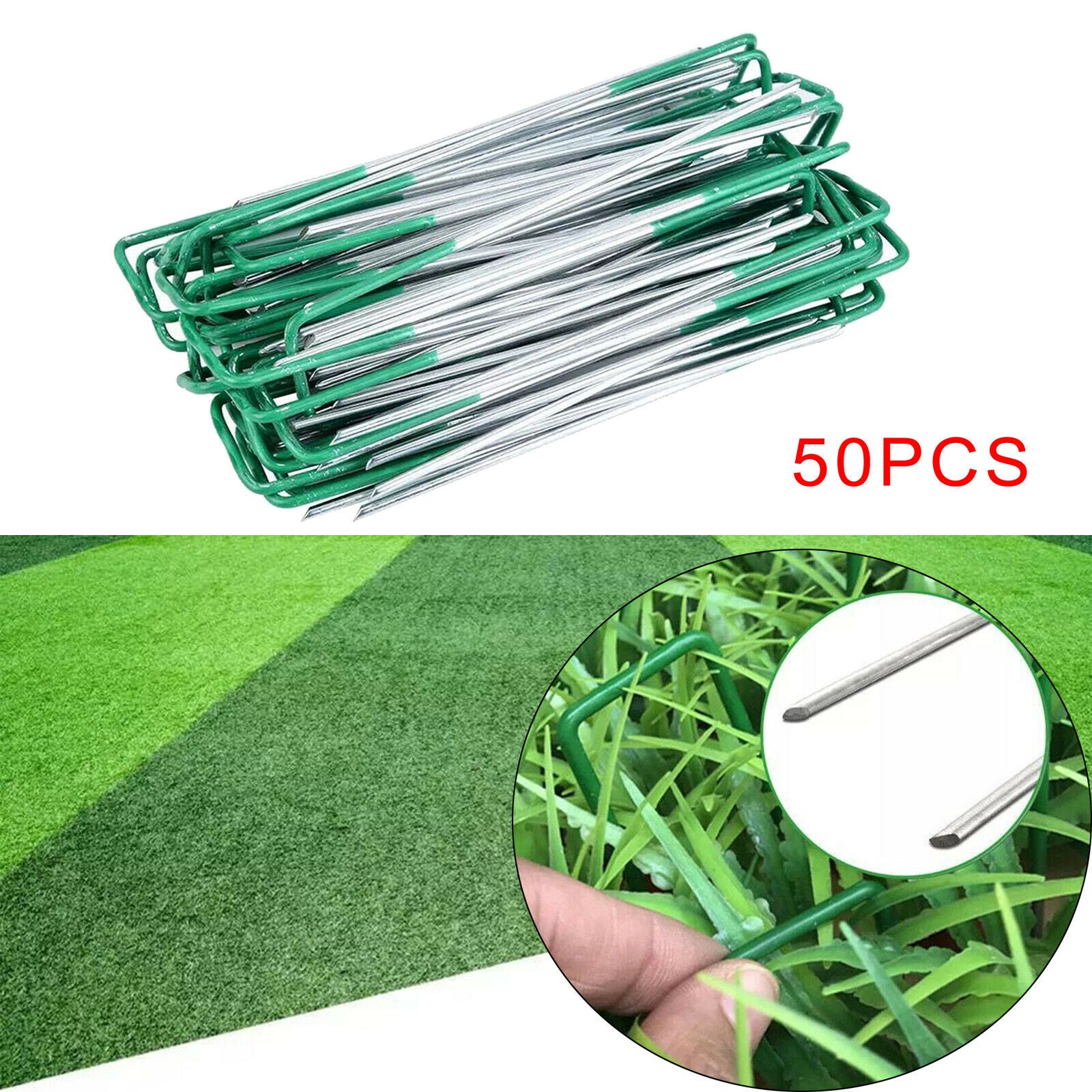 50Pieces U-Type Ground Nails Insert Tent Turf Stakes Fixing Tools Rust Proof
