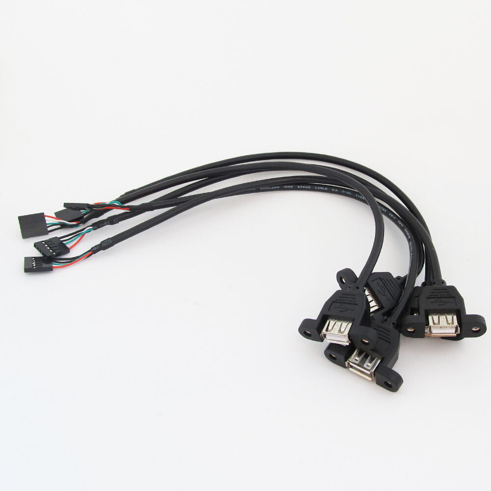 1pc Black 30cm/1ft USB Internal 5 Pin Header to USB A Female Jack Adapter Cable