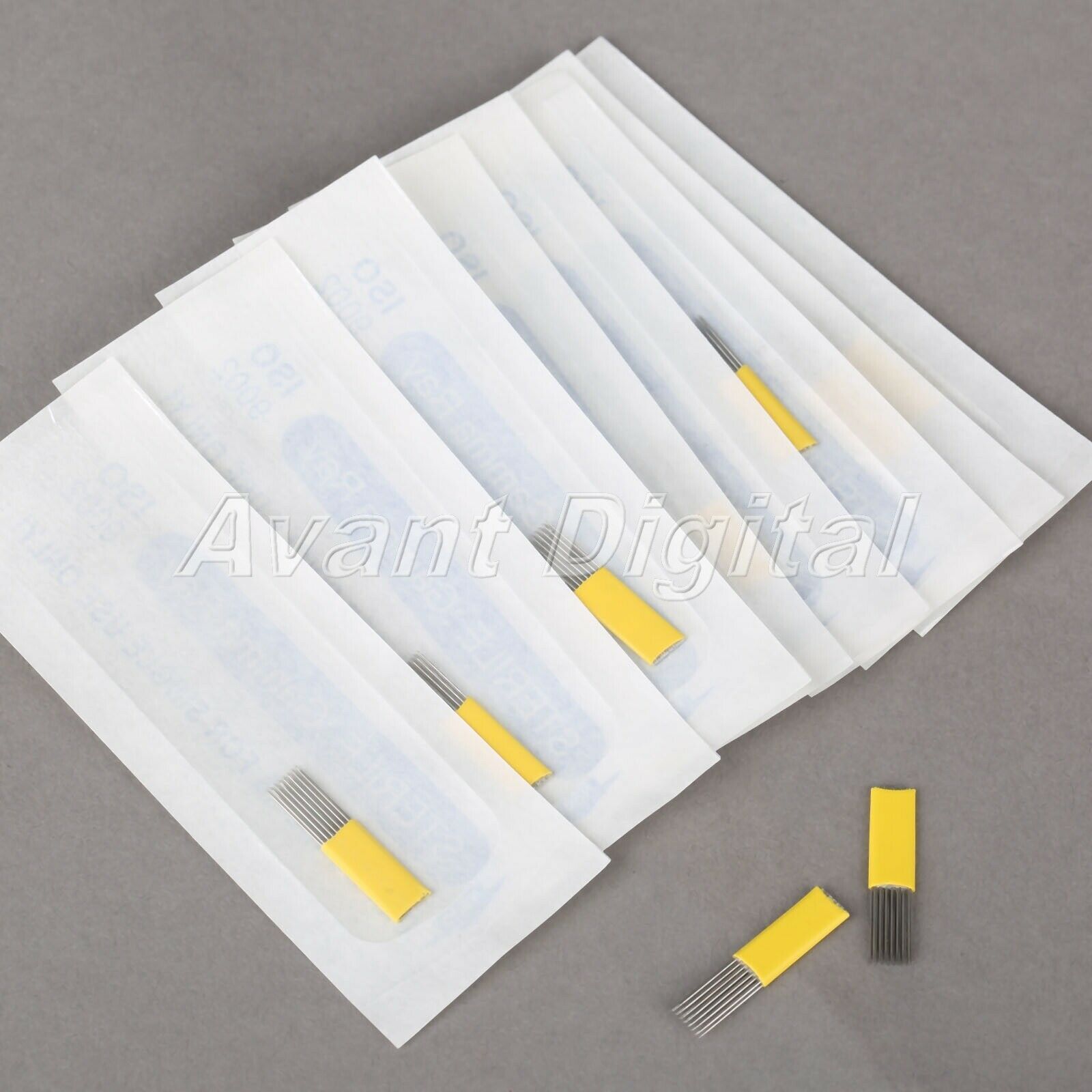 10X Stainless Steel Eyebrow Tattoo Permanent Makeup Pen Blade 15Pin Needles Kit