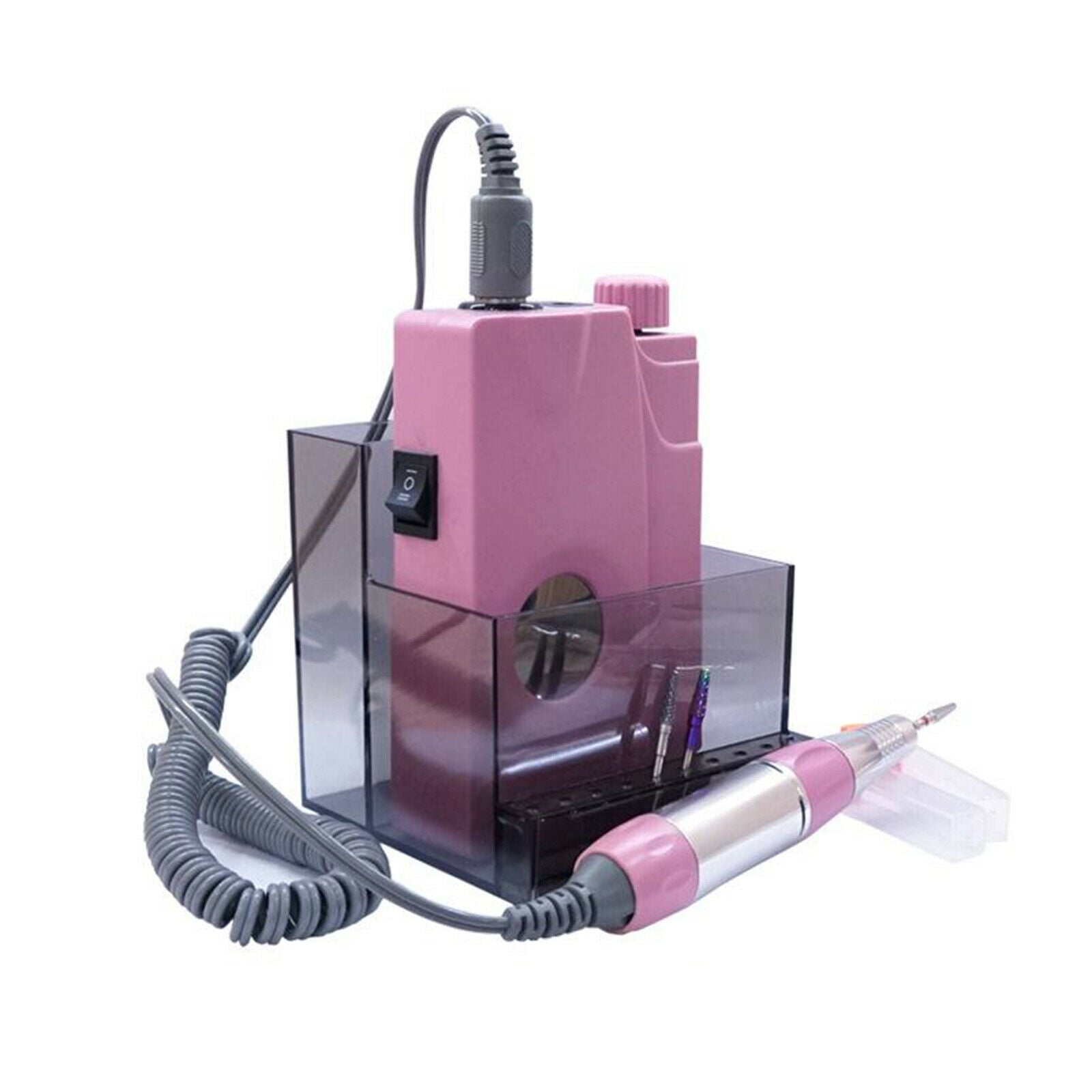 Nail Drill Bits Holder Stand Organizer, Grinding Machine Storage Box - Clear