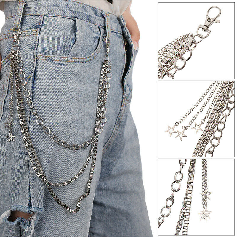 Metal Gothic Pants Chain Hip Hop Punk 3 Layers Jean Key Wallet Chain Star WDDAU